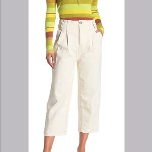 Free People Pleated Carrot Pants color Ivory